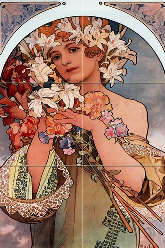 Fiori donna piastrelle - , murale