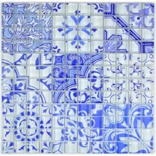 Piastrella mosaico vetro - , blu
