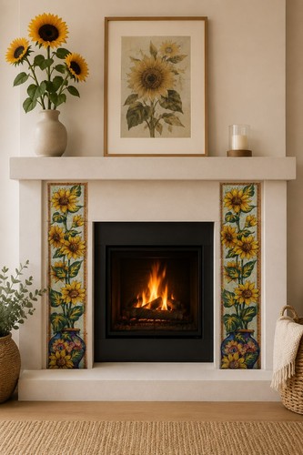 Piastrella ceramica girasoli